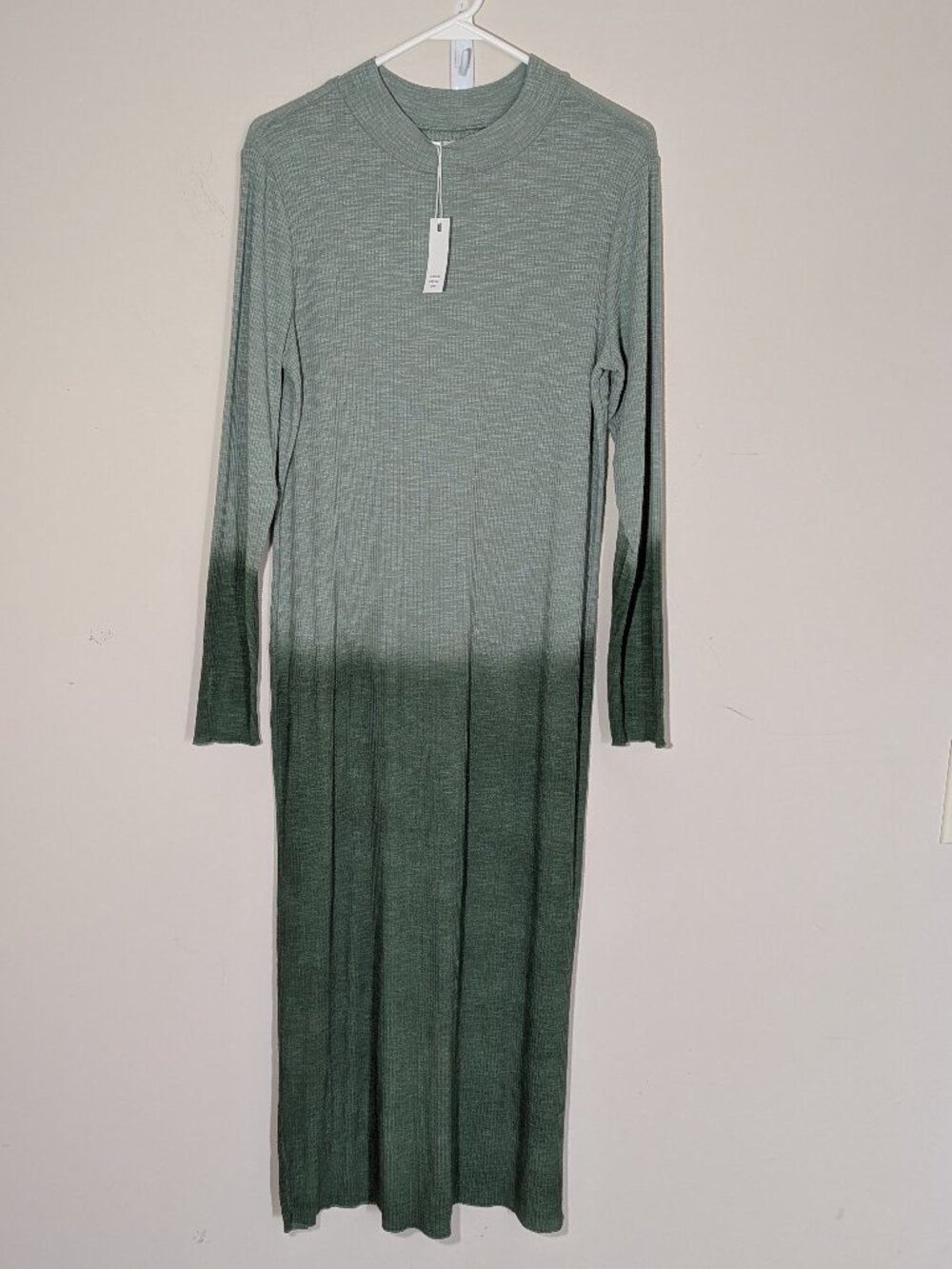 StitchDrop Ombre Green Long Sleeve Mock Neck Bodycon Maxi Dress Sz L